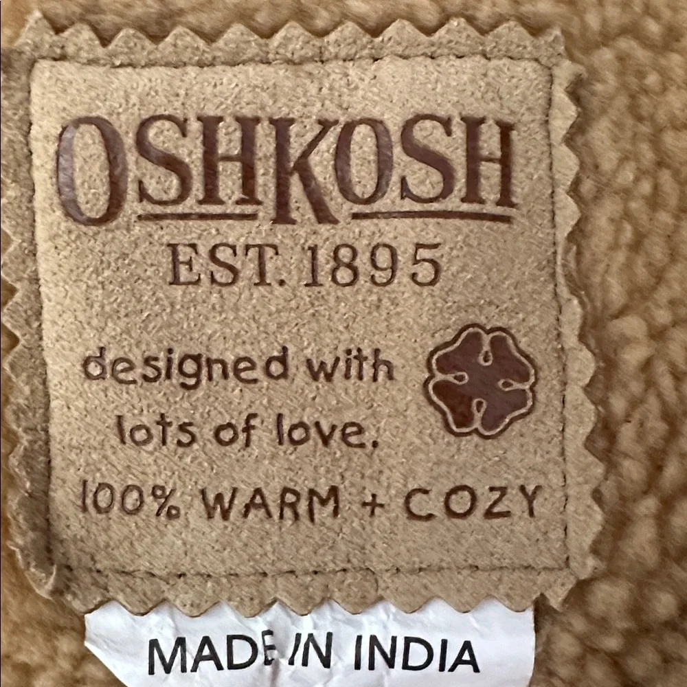 OshKosh B'gosh Girls Faux Suede Sherpa Lined Vest Tan‎ Size 7 Embroidered